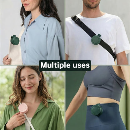 USB Rechargeable Portable Belt Fan for Hiking & Travel with $360^\circ$ Adjustment