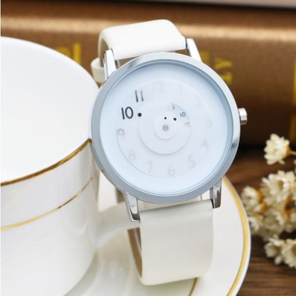 Trendy Pointerless Concept Watch with Stainless Steel Mesh Strap.