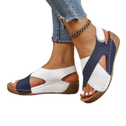 Comfortable Open Toe Hollow Cross Strap Wedge Sandals