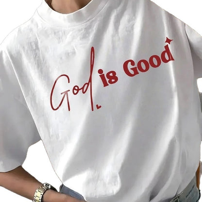 Christian Faith Graphic Tee - Casual White Round Neck T-Shirt
