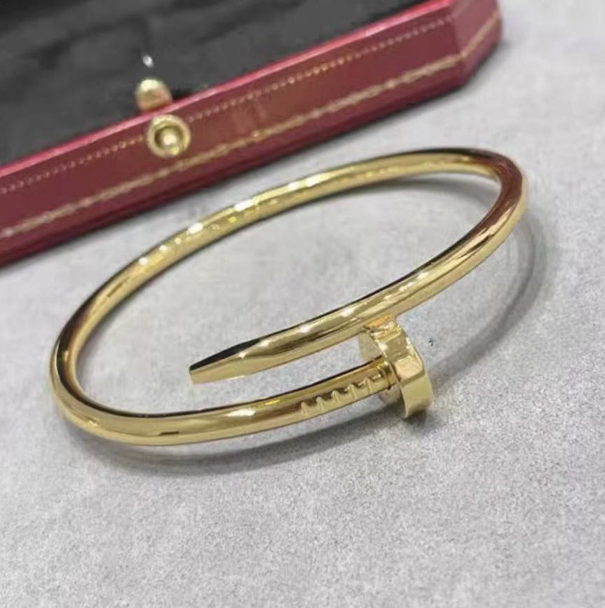 Unisex Fashion Nail Cuff Bracelet in Silver Tone