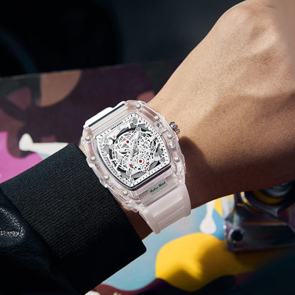 Luxury Fashion Transparent Men's Watch - Luxury Tonneau Quartz Sports Watch