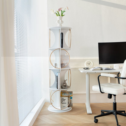 4-Tier 360° Rotating Bookshelf & Display Rack – Floor Standing Modern Storage Organizer for Home & Office