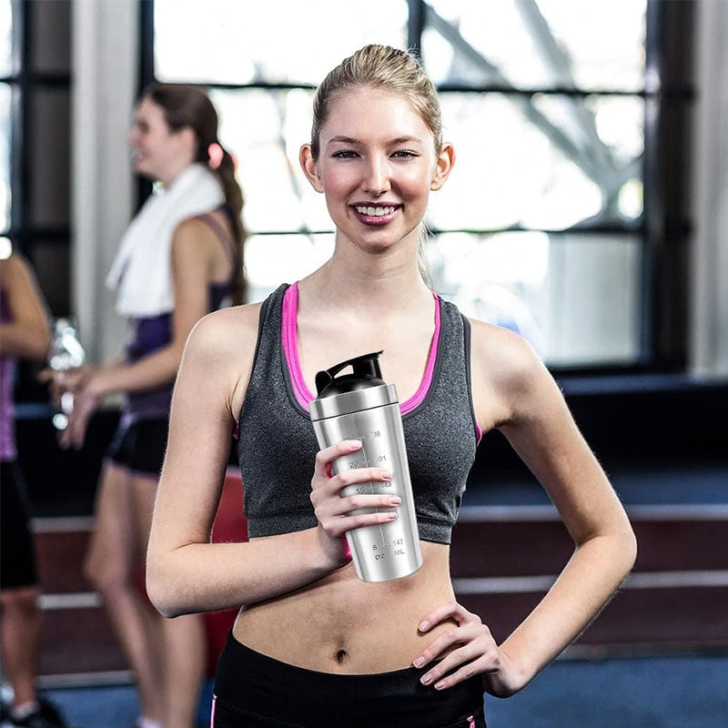 Insulated Metal Shaker Cup for Protein Shakes | BPA-Free Durable Sports Bottle