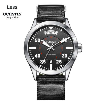 Luxury Automatic Men's Watch - Water-Resistant Mechanical Wristwatch with Nylon Strap