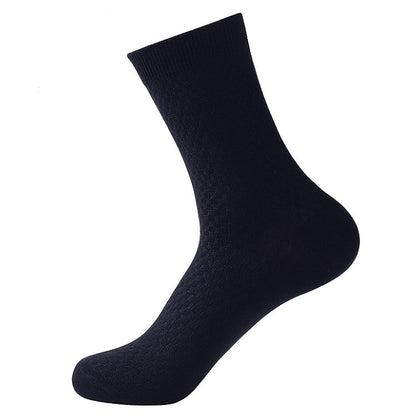 Elegant Square Grid Pattern Dress Socks - Ultra-Soft Bamboo Cotton Men's Socks