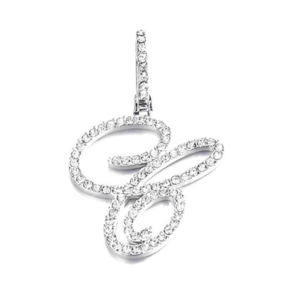 Iced Out Initial Letter Pendant Cuban Chain Necklace