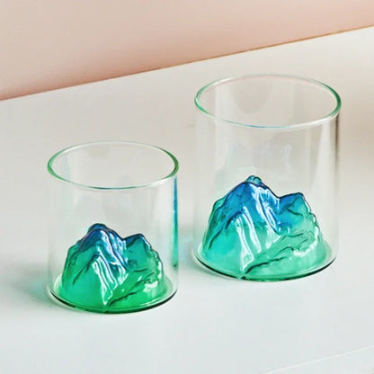 Heat-Resistant Mountain Range Glass Cup for Whisky & Coffee