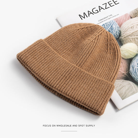 Men's Solid Color Ribbed Beanie Hat | Thick Warm Knitted Woolen Cap for Winter & Outdoors
