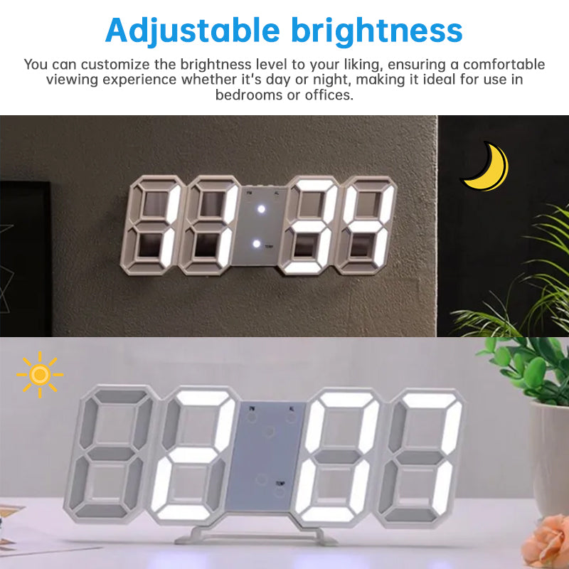 3D LED Digital Alarm Clock - Modern Wall & Desk Clock with Colorful Display