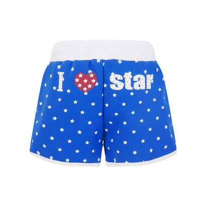 Trendy Star Print Sports Shorts - Casual High Waist Color-Blocked Hot Pants for Women