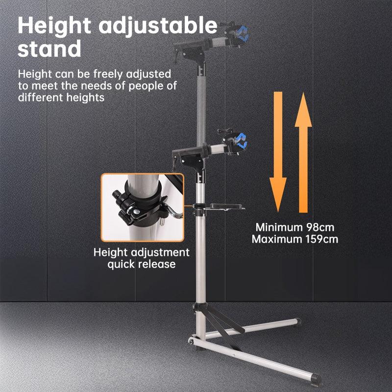 Height adjustable stand with quick release clamp, minimum 98cm to maximum 159cm.