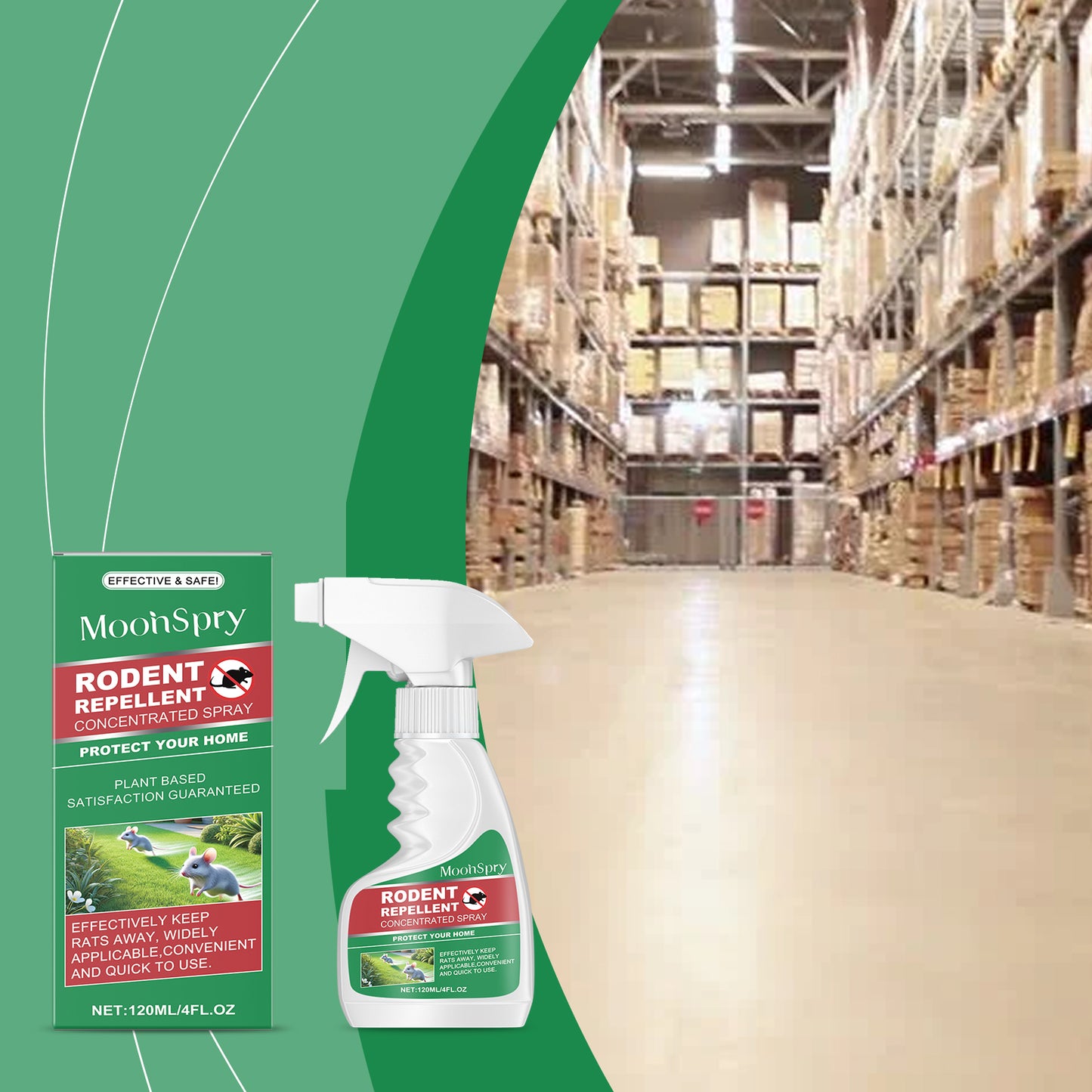 Plant-Based Mint Rodent Repellent Spray for Indoor, Outdoor & Car Engine Protection