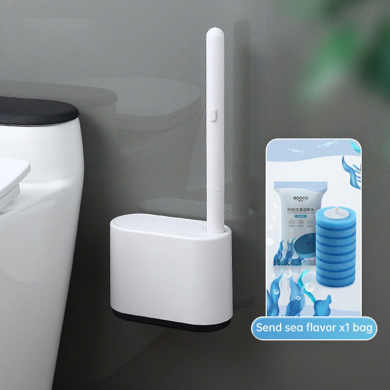 Wall-Mounted Disposable Toilet Brush Set – Hygienic Deep Cleaning Wand with Replaceable Scrub Pads