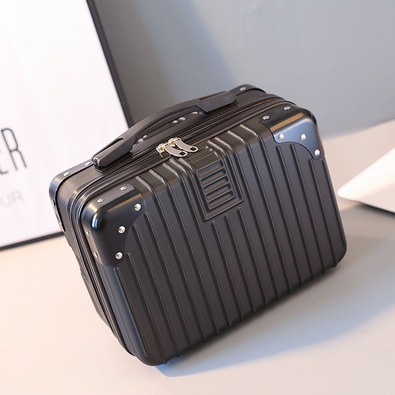 Vintage Luggage Mini Makeup Case | 14-Inch Small Storage Lock Box