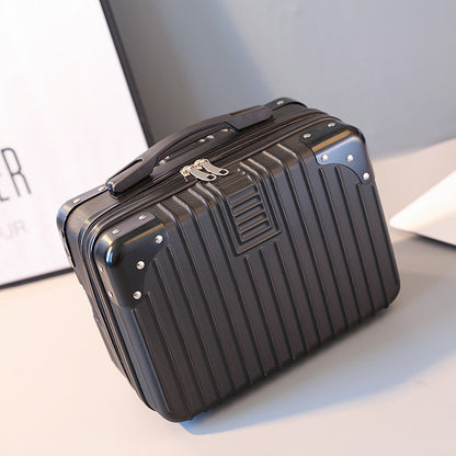 Vintage Luggage Mini Makeup Case | 14-Inch Small Storage Lock Box