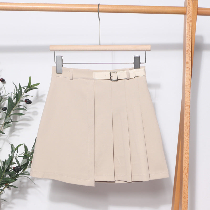 Chic Irregular A-Line Mini Skirt with Faux Leather Belt