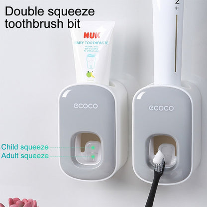 Hands-Free Automatic Toothpaste Dispenser – Wall Mounted Dust-Proof Toothbrush Holder Set