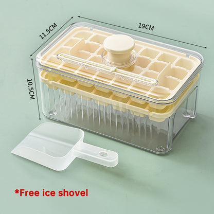Press-Type Ice Cube Tray with Storage Bin and Lid