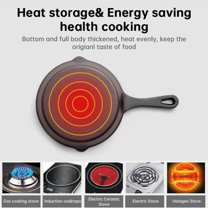 Pre-Seasoned Cast Iron Skillet Set with Wooden Base for Egg & Crepe