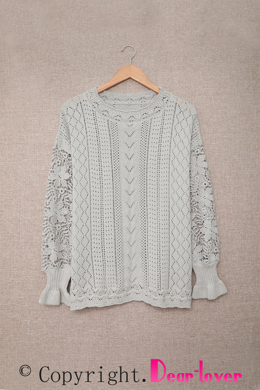 Boho Chic Crochet Knit Sweater - Breezy White Pointelle Pullover