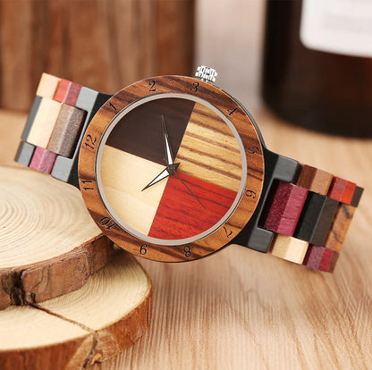 Stylish Wooden Couple Watches - Handmade Eco-Friendly Quartz Watch with Multi-Color Wood Band