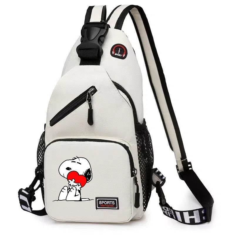 Snoopy Cartoon Print Crossbody Sling Bag - Large Capacity Chest Pack & Shoulder Backpack