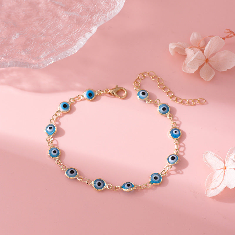 Trendy Women's Gold Chain Evil Eye Bracelet (Nazar Amulet Jewelry)