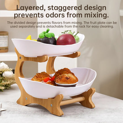 Elegant Double Layer Bamboo Fruit Bowl with Ventilation for Fresh Produce