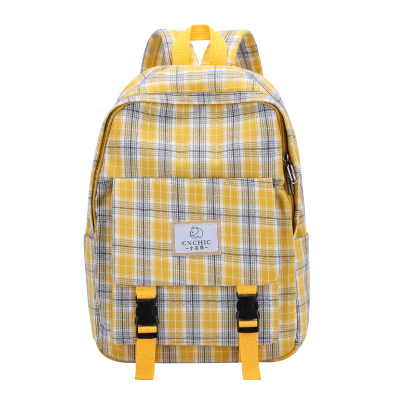 Casual Harajuku Style Plaid School Backpack for High School & Junior High Students