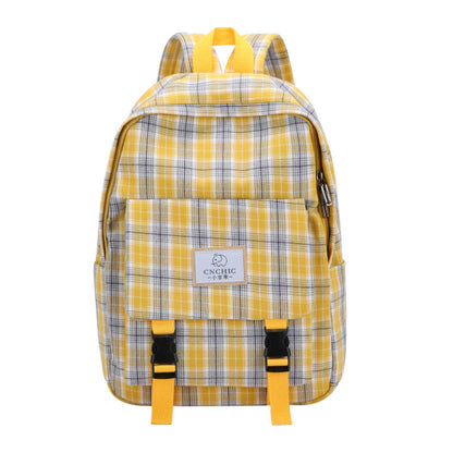 Casual Harajuku Style Plaid School Backpack for High School & Junior High Students