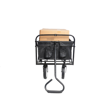 Folding Wagon Garden Shopping Beach Cart – Heavy Duty Black Utility Cart