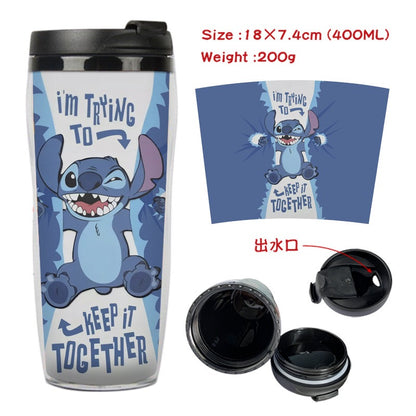 Cute Stitch Cartoon Double-Layer Insulated Travel Mug - 400ml