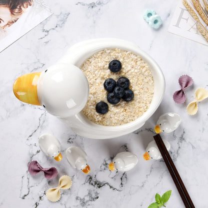 Cute Ceramic Duck Chopstick Holder and Tableware Rest Set