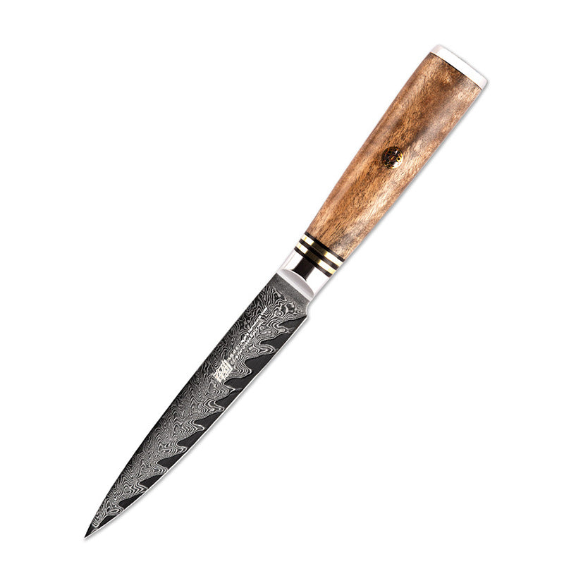 Premium 5-Inch Damascus Pattern Paring Knife - Ultra Sharp Stainless Steel Fruit & Utility Knife with Shadow Wood Handle