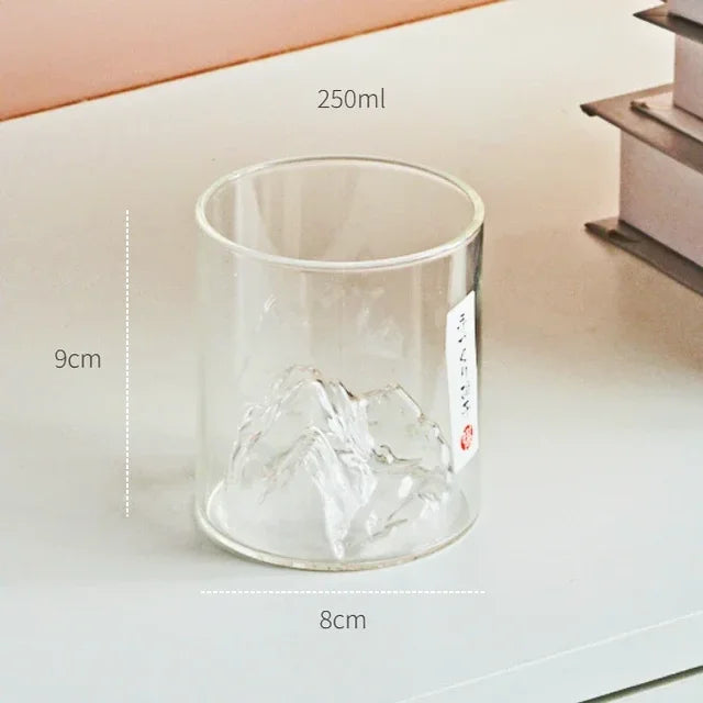 Heat-Resistant Mountain Range Glass Cup for Whisky & Coffee