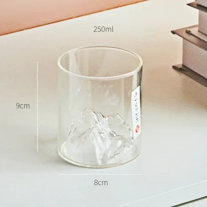 Heat-Resistant Mountain Range Glass Cup for Whisky & Coffee