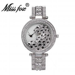 Elegant Bling Quartz Gold Watch - Women's Fashion Leopard Clock