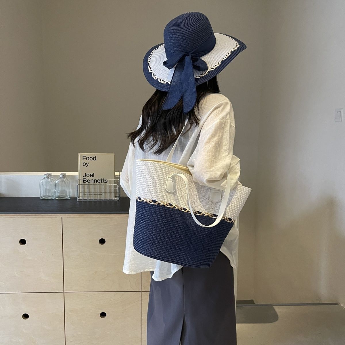 Women's Summer Straw Tote Bag & Wide-Brim Sun Hat Set