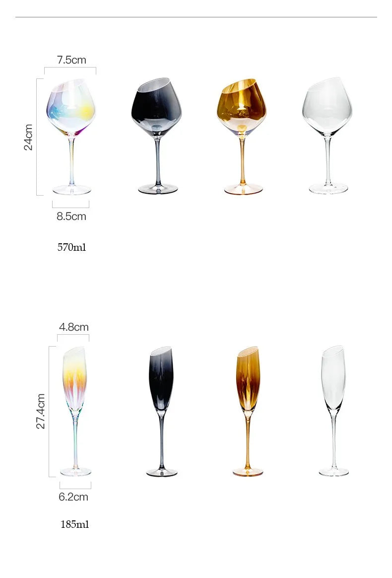 Creative Bevel Champagne/Wine Glass Cups with Iridescent Color-Changing Finish