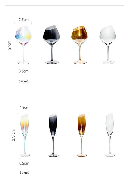 Creative Bevel Champagne/Wine Glass Cups with Iridescent Color-Changing Finish