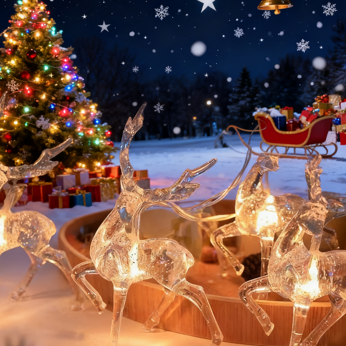 Deer Christmas Light LED String / Clear Acrylic Reindeer Garland Lights for Holiday Home Decor