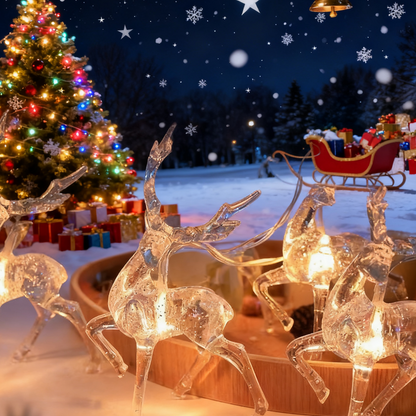 Deer Christmas Light LED String / Clear Acrylic Reindeer Garland Lights for Holiday Home Decor