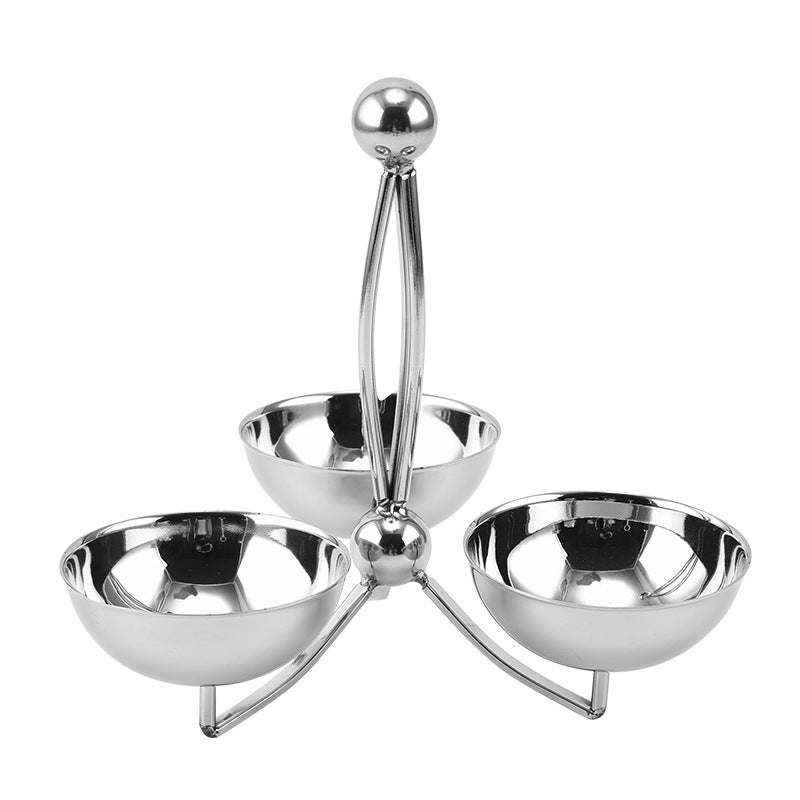 Stainless Steel Divided Serving Tray with Dip Bowls | Condiment Stand