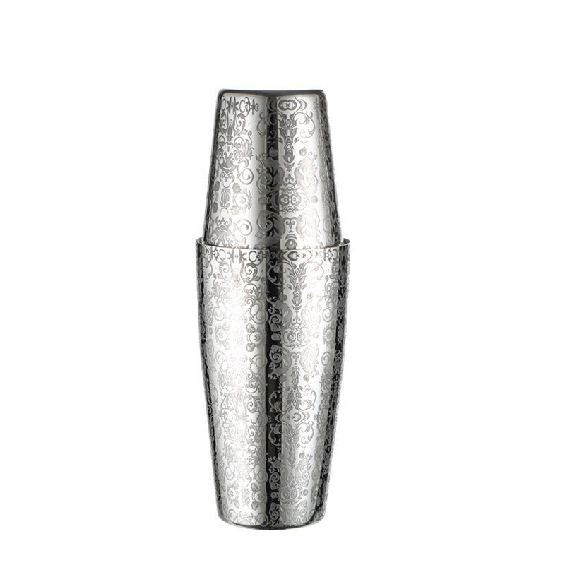 Premium 304 Stainless Steel Etched Boston Cocktail Shaker Set