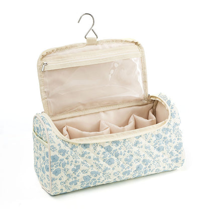 Quilted Floral Makeup Storage Bag - Large Capacity Vintage Cosmetic Travel Case