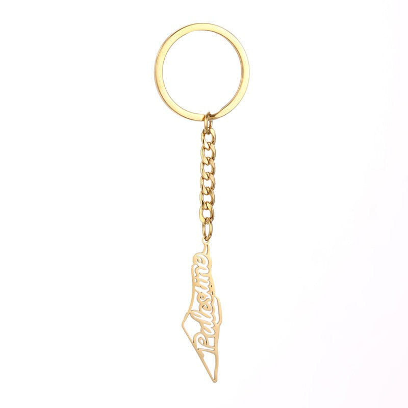 Elegant Palestine Map Pendant Keyring - Fashion Jewelry Gift