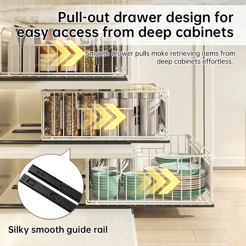 Expandable Cabinet Pull-Out Shelf - Multi-Functional Kitchen Storage Organizer