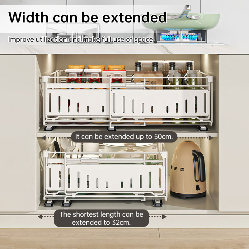 Expandable Cabinet Pull-Out Shelf - Multi-Functional Kitchen Storage Organizer