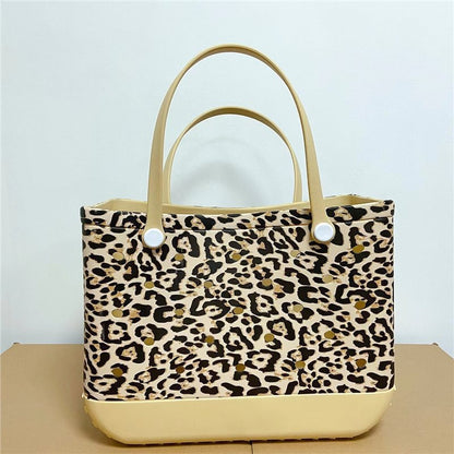 Printed EVA Beach Storage Bag - Waterproof Outdoor Basket & Handbag with Cow Print
